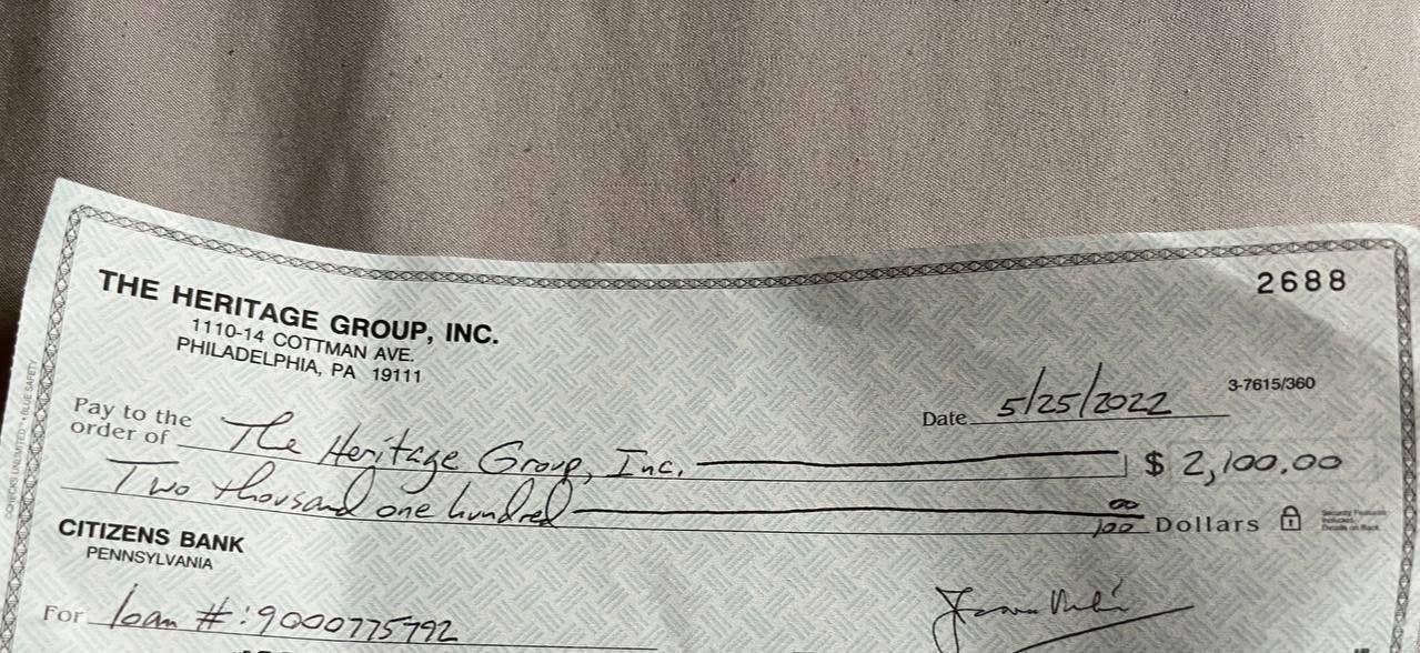 CITIZENS BANK DEPOSIT CHECK | $2000 – $5000